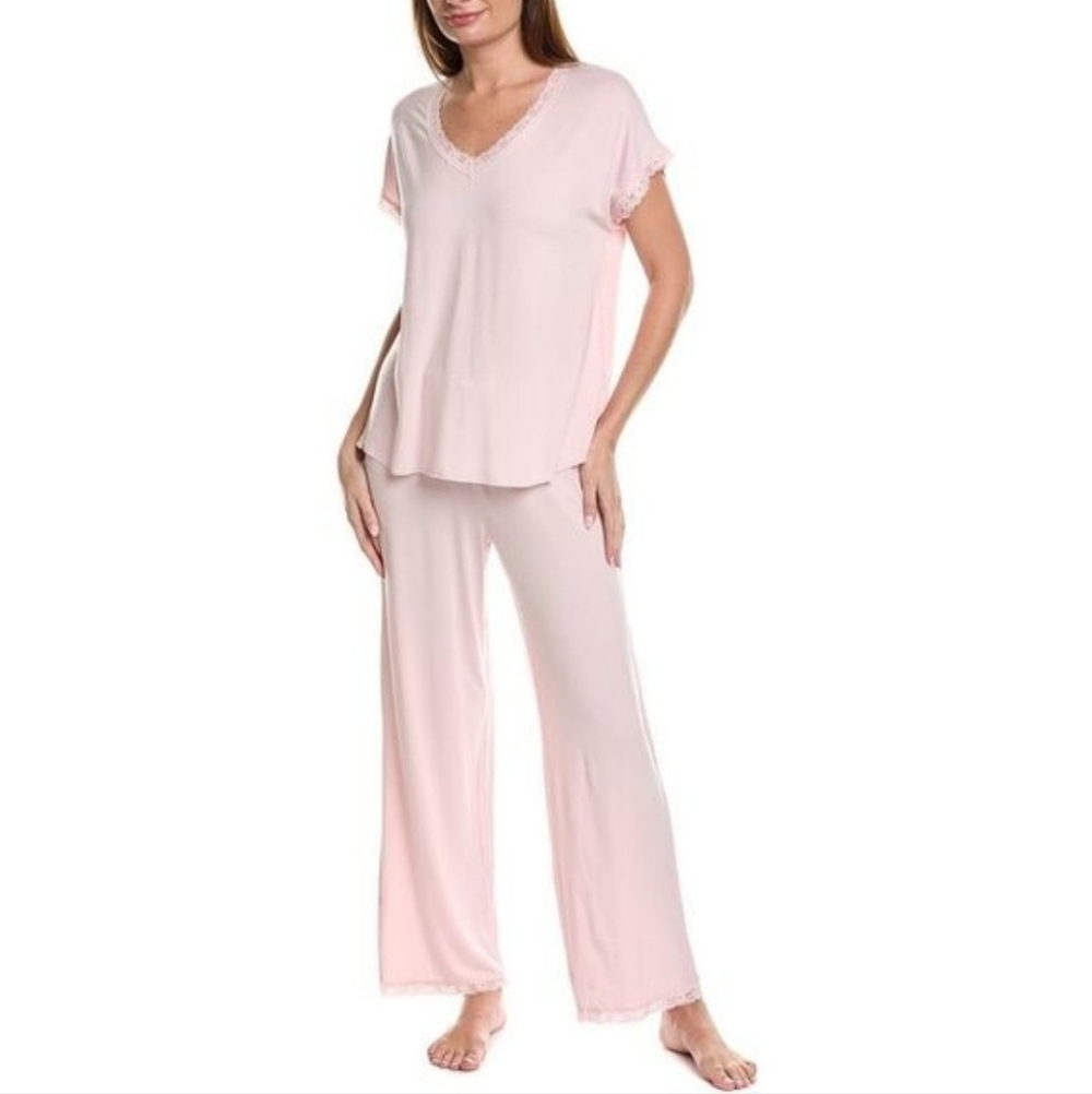 Barefoot Dreams Luxe Milk Jersey V-Neck Tee & Classic Pant Set - Picture 14 of 15